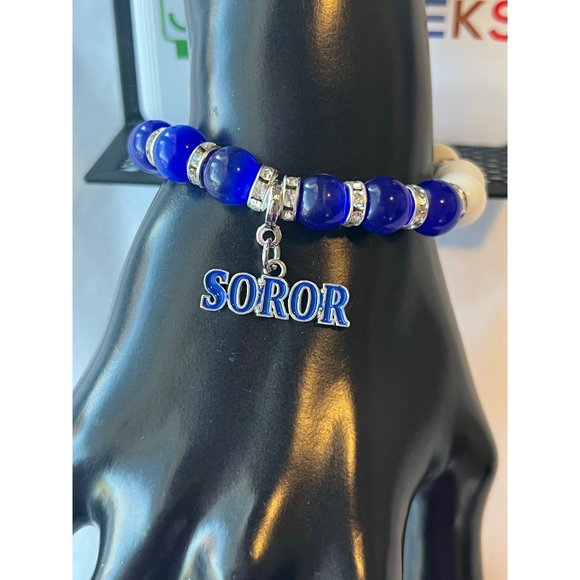 Zeta Phi Beta Bling Natural Agate Soror Charm Bracelet - Picture 7 of 11